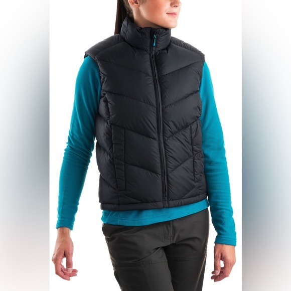 Womens MEC MOUNTAIN EQUIPMENT COOP BLACK TREMBLANT DOWN FILLED PUFFER VEST LARGE - Picture 1 of 8